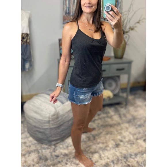 Scoop Mesh Racerback Tank Charcoal Gray 0060 - Picture 4 of 10